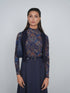 Point Printed Mock Neck Top in Medallion Print